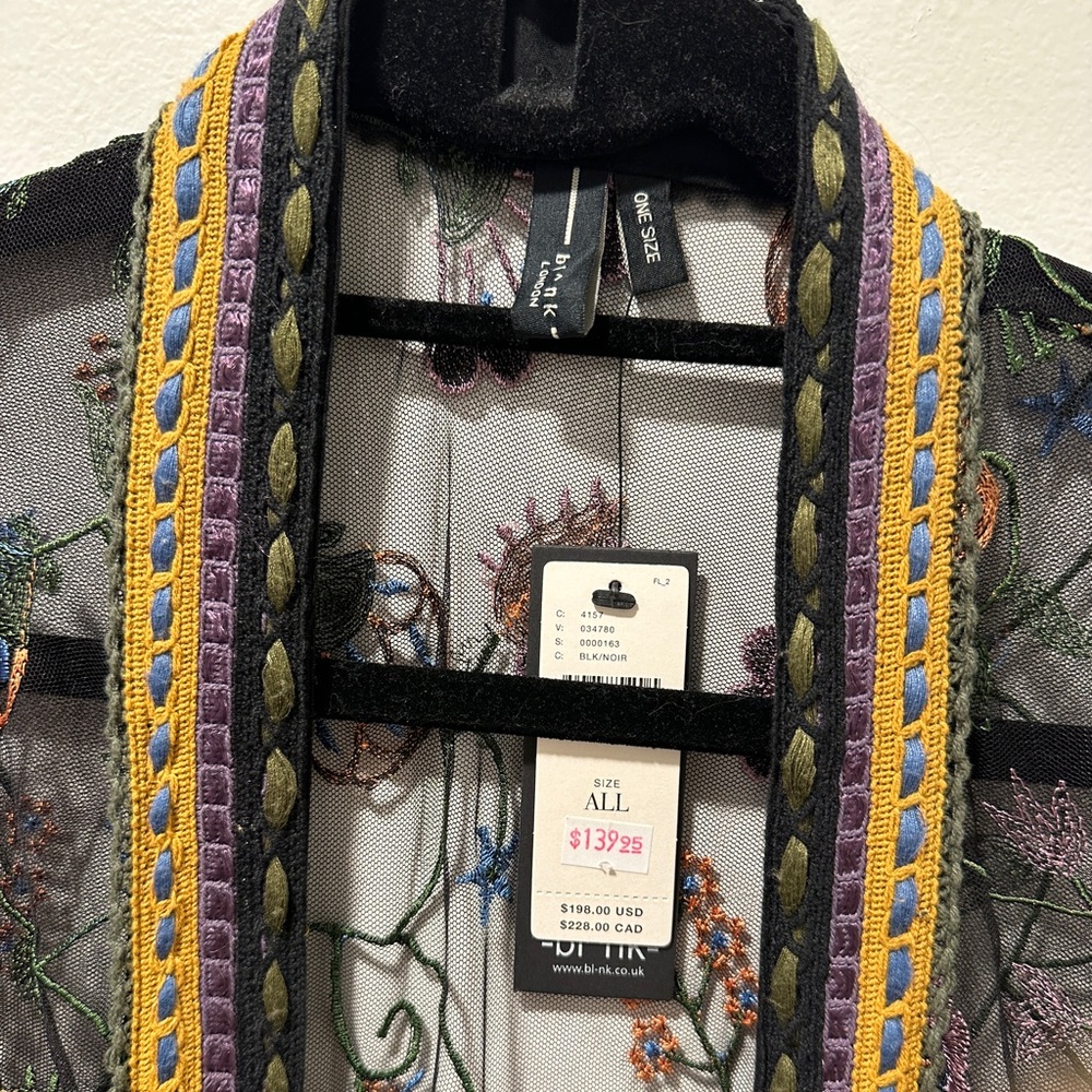 Embroidered duster sheer cardigan